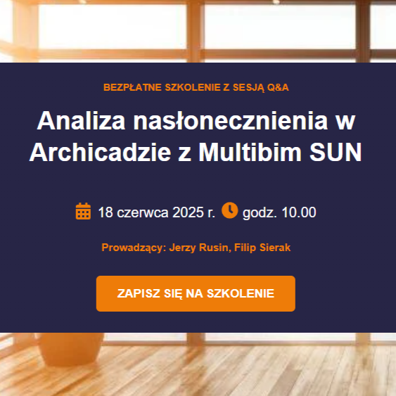 Wydarzenie EventBIM - Analiza nasłonecznienia w Archicadzie z Multibim SUN