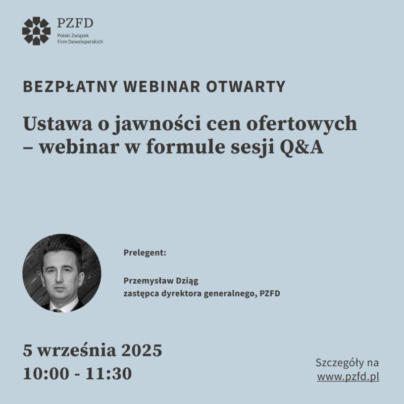 Wydarzenie EventBIM - Ustawa o jawności cen ofertowych – webinar w formule sesji Q&A