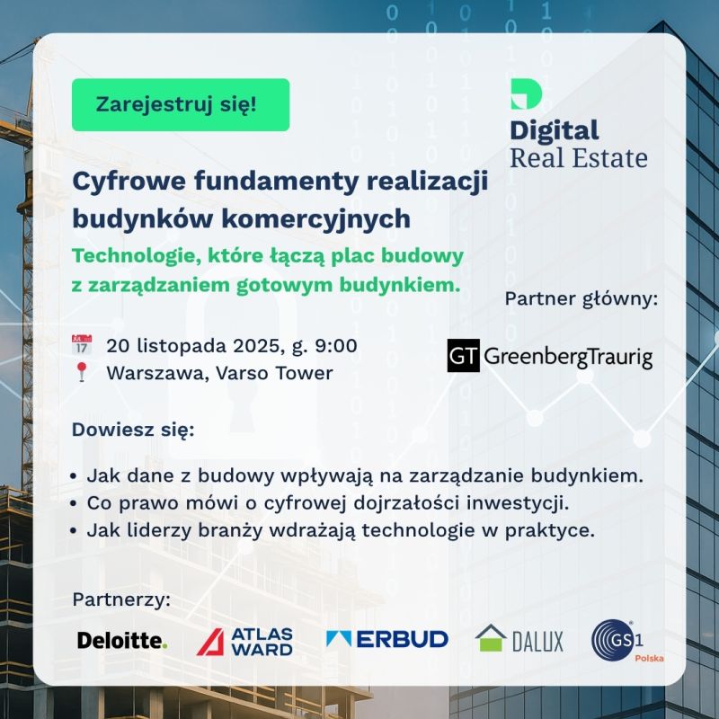Wydarzenie EventBIM - Cyfrowe fundamenty realizacji budynków komercyjnych