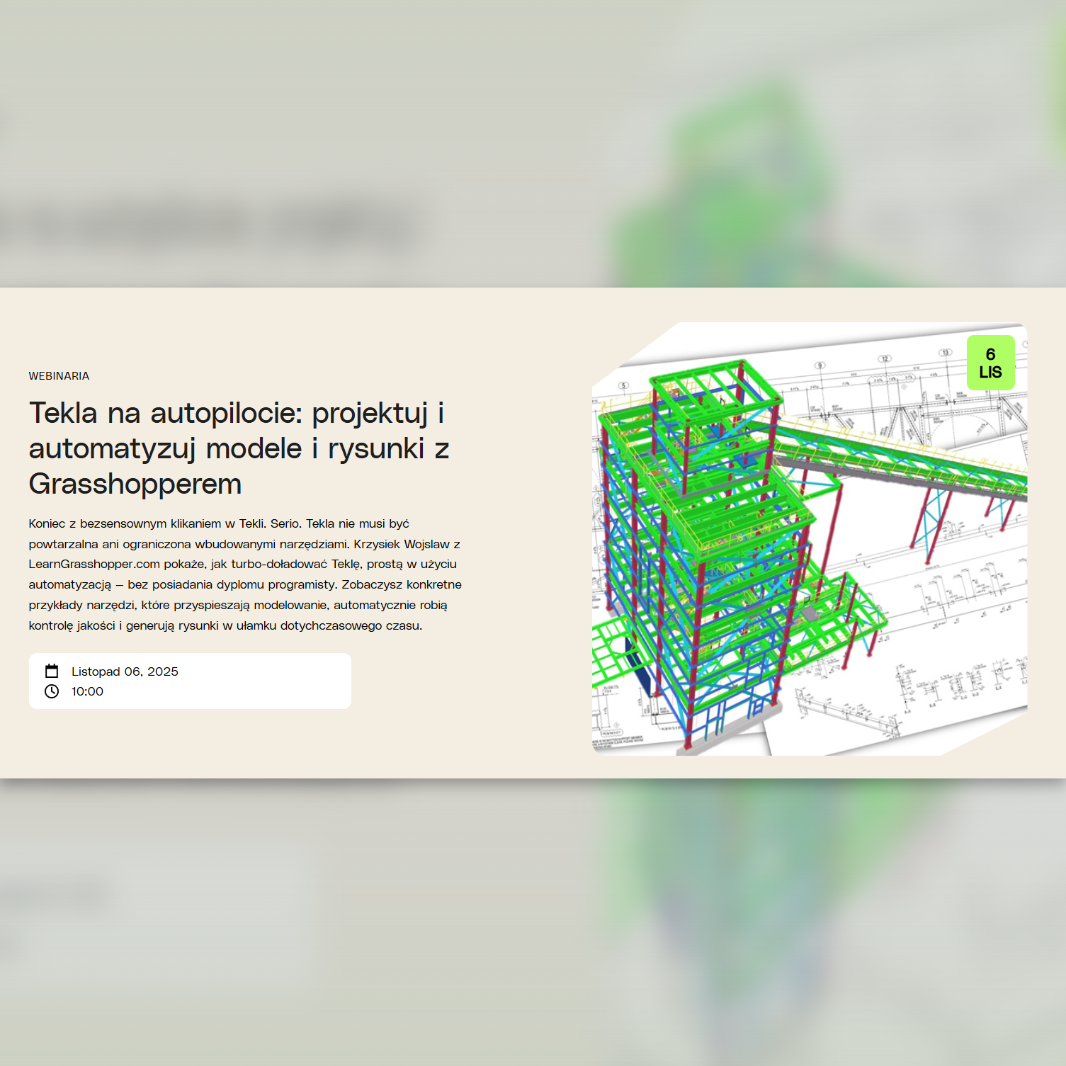 Wydarzenie EventBIM - Tekla na autopilocie: projektuj i automatyzuj modele i rysunki z Grasshopperem