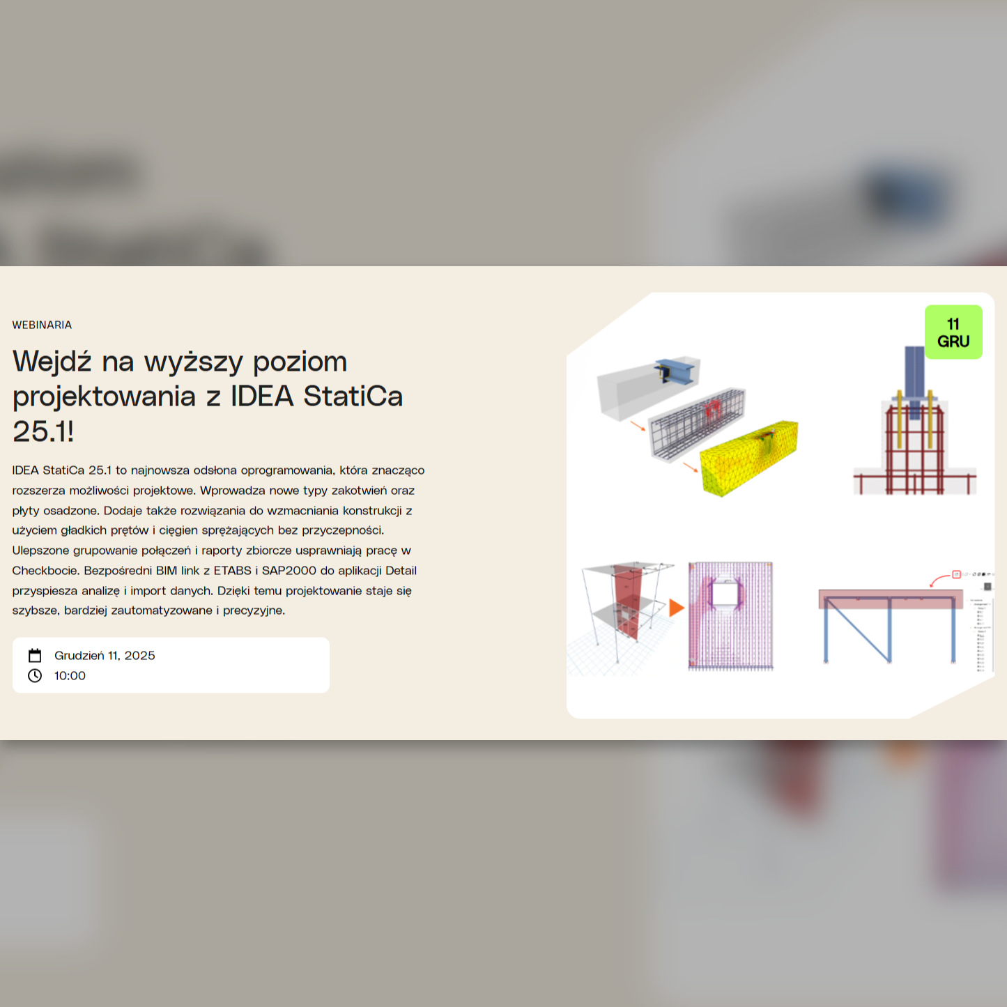 Wydarzenie EventBIM - Wejdź na wyższy poziom projektowania z IDEA StatiCa 25.1