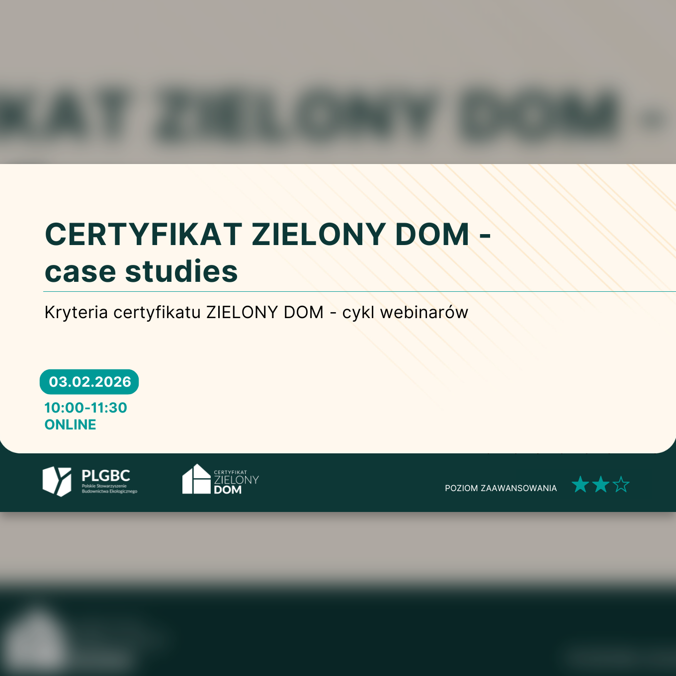 Wydarzenie EventBIM - Webinar PLGBC: Certyfikat ZIELONY DOM - case studies