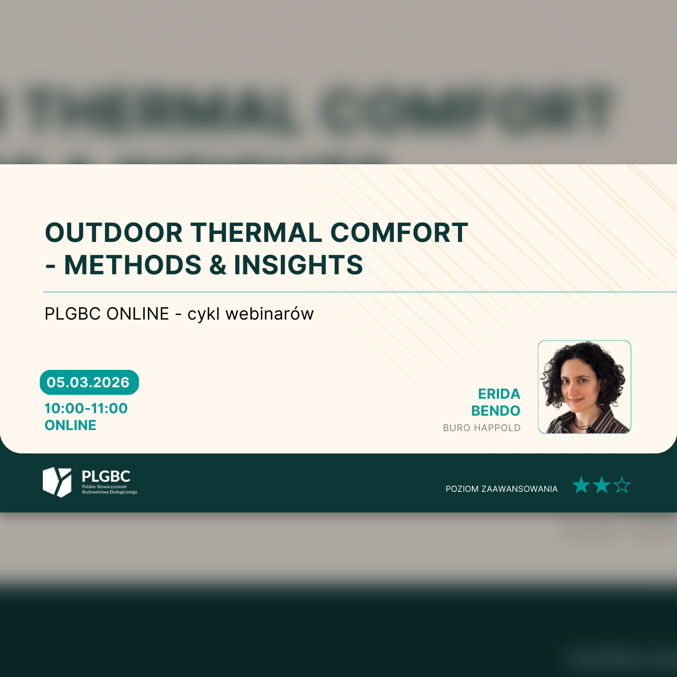 Wydarzenie EventBIM - Webinar PLGBC: Outdoor thermal comfort – methods and insights
